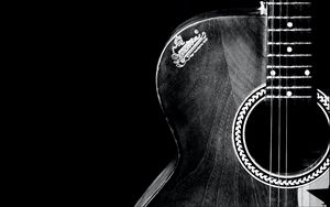 Preview wallpaper acoustic guitar, guitar, hand, musical instrument, music, black and white