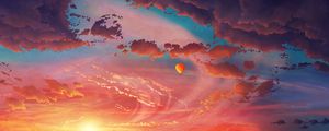 Preview wallpaper air balloon, aerostat, art, clouds, sky, flight