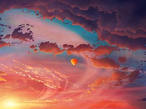 Preview wallpaper air balloon, aerostat, art, clouds, sky, flight