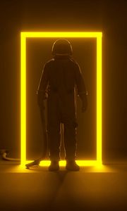 Preview wallpaper astronaut, portal, neon, frame, glow, dark