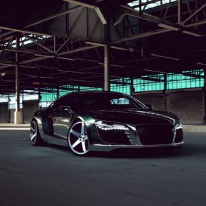 Preview wallpaper audi, r8, chrome, cw-5, matte black, black, side view