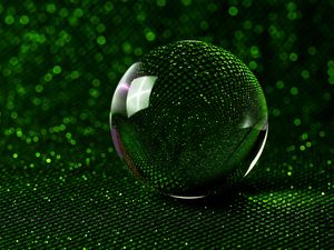 Preview wallpaper ball, mirror, green, sparkles, bokeh, reflection