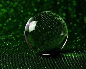 Preview wallpaper ball, mirror, green, sparkles, bokeh, reflection