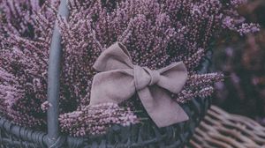 Preview wallpaper basket, lavender, flowers, purple, bow