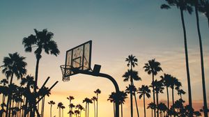 Preview wallpaper basketball stand, basketball, sports, silhouettes, palm trees