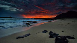 Preview wallpaper beach, night, sea, sky