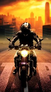 Preview wallpaper biker, bike, motorcycle, motorcyclist, photoshop