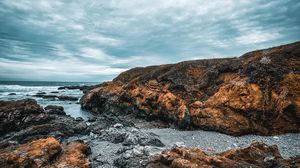 Preview wallpaper blocks, rocks, horizon, water