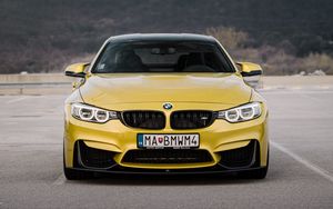 Preview wallpaper bmw, car, front view, yellow