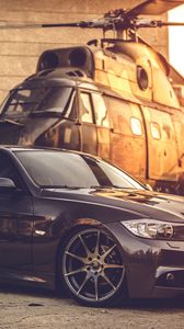 Preview wallpaper bmw, e90, deep concave, black, helicopter