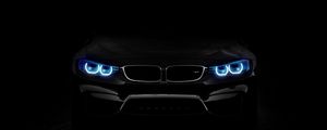 Preview wallpaper bmw, headlights, lights, car, dark