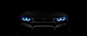 Preview wallpaper bmw, headlights, lights, car, dark