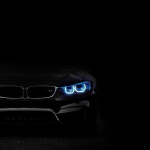 Preview wallpaper bmw, headlights, lights, car, dark