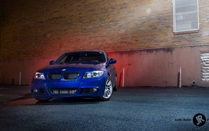 Preview wallpaper bmw m5, bmw, car, blue, front view, asphalt