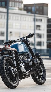 Preview wallpaper bmw r80, bmw, motorcycle, bike, blue, side view