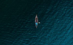 Preview wallpaper boat, sea, view from above, water