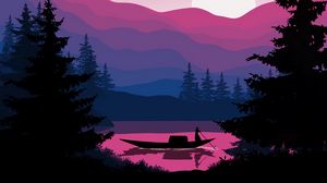 Preview wallpaper boat, silhouette, sunset, art, vector