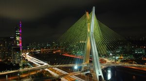 Preview wallpaper brazil, bridge, building, night