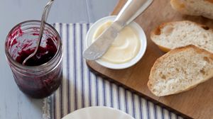 Preview wallpaper bread, jam, plate, breakfast