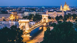 Preview wallpaper budapest, hungary, bridge, night city