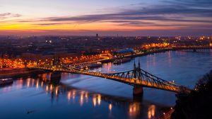 Preview wallpaper budapest, hungary, night city, bridge