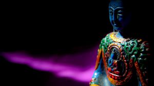 Preview wallpaper buddha, buddhism, meditation, statue, sculpture, shadow, dark