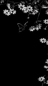 Preview wallpaper butterfly, flower, black background