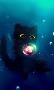 Preview wallpaper cat, cute, ball, flower, art