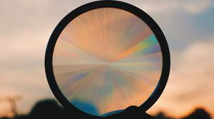 Preview wallpaper circle, sunset, rainbow, shape, dark