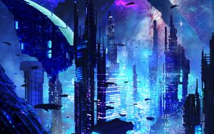 Preview wallpaper city, futurism, sci-fi, future, fantastic