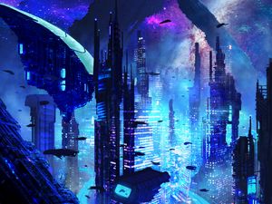 Preview wallpaper city, futurism, sci-fi, future, fantastic