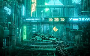 Preview wallpaper city, sci-fi night, neon, art