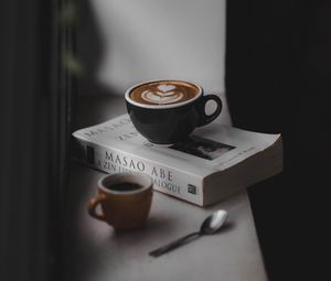 Preview wallpaper coffee, book, windowsill, comfort, reading