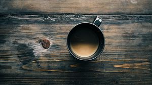 Preview wallpaper coffee, cup, wooden surface