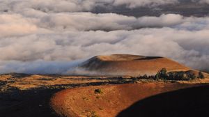 Preview wallpaper crater, relief, clouds, sky