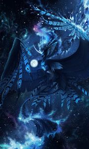 Preview wallpaper creature, mystical, fantastic, flight, blue, unicorn, bird