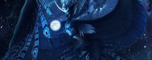 Preview wallpaper creature, mystical, fantastic, flight, blue, unicorn, bird