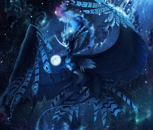 Preview wallpaper creature, mystical, fantastic, flight, blue, unicorn, bird