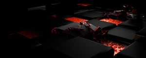 Preview wallpaper cube, fire, dark, light, alloy