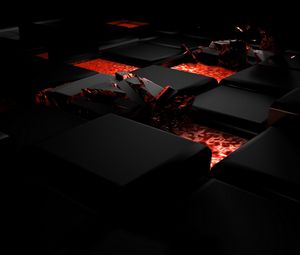 Preview wallpaper cube, fire, dark, light, alloy