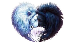 Preview wallpaper digital art, white lion, black lion