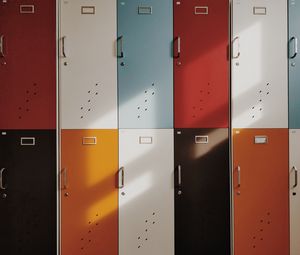 Preview wallpaper doors, lockers, retro, multicolored