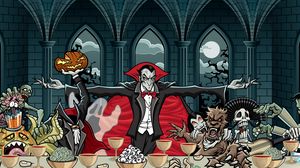 Preview wallpaper dracula, vampire, art, feast, pumpkin, halloween