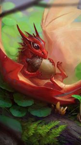 Preview wallpaper dragon, acorn, art, fantastic, food