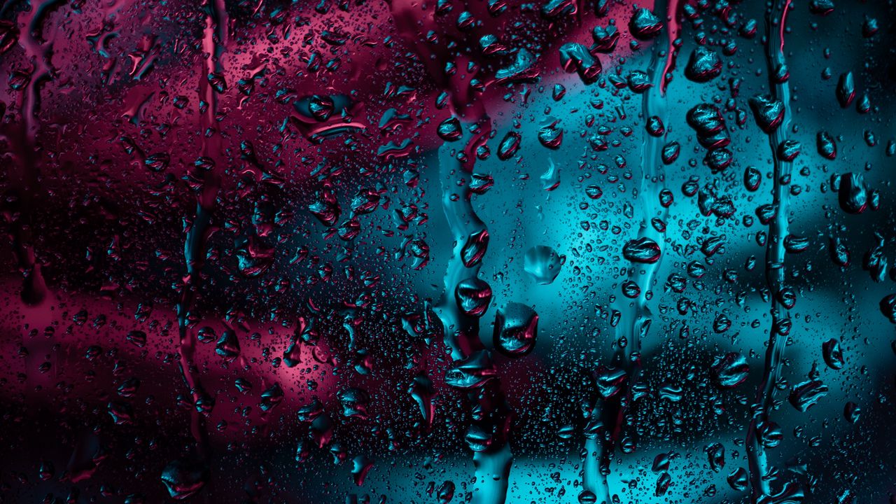 Wallpaper drops, glass, rain, moisture, window, surface, dark