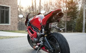 Preview wallpaper ducati, motorcycle, bike, red, back view