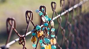 Preview wallpaper fence, jewelry, macro, bracelet, beads, background, nature, moods, accessory, net