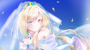 Preview wallpaper girl, bride, heterochromia, anime, art