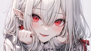 Preview wallpaper girl, vampire, piercing, smile, blush, anime, art