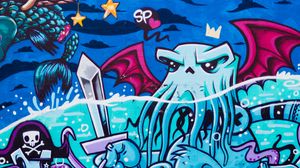 Preview wallpaper graffiti, octopus, street art